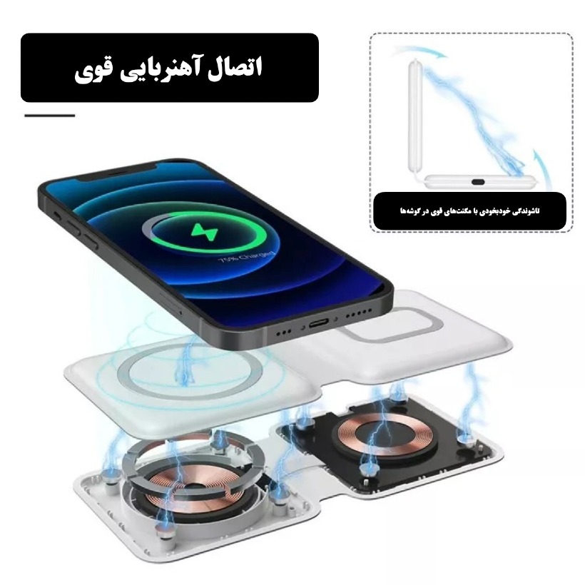شارژر مغناطیسی مگ سیف مدل Magnetic Foldable image gallery