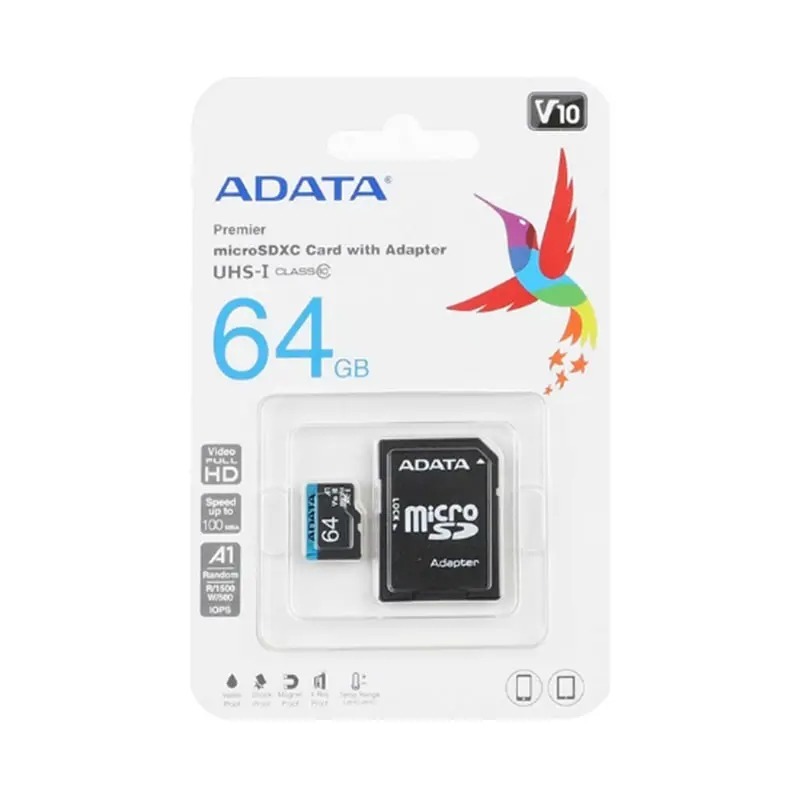 کارت حافظه MicroSDXC ای‌دیتا مدل SDXC UHS-I V10 R100W25 ظرفیت 64GB سرعت 100MB/s کلاس 10 استاندارد A1 همراه با آداپتور image gallery
