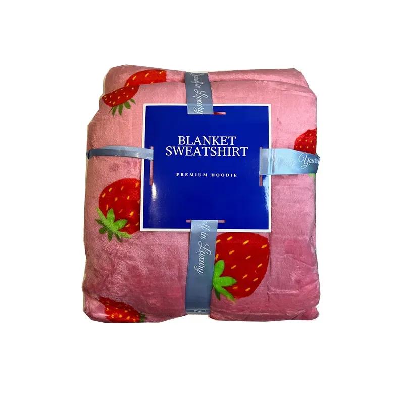 پتو مسافرتی مدل تن پوش طرح Strawberry سایز 120x170 سانتی متر image gallery