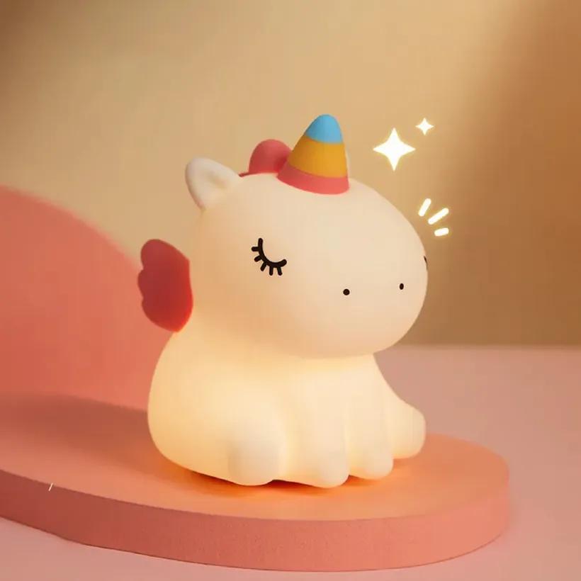 چراغ خواب سیلیکونی فانتزی Sitting Unicorn Silicone Lamp A007 طرح یونیکورن image gallery