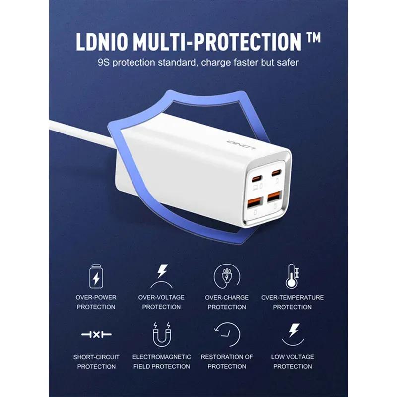 هاب شارژر 4 پورت الدینیو مدل A4610C Desktop Fast Charger توان 65 وات image gallery