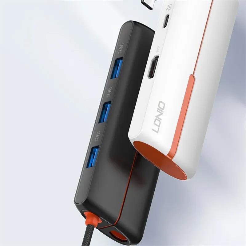 هاب 5 پورت تایپ سی الدینیو مدل 5in1 Type-c Hub Adapter DS-25H توان 100 وات image gallery