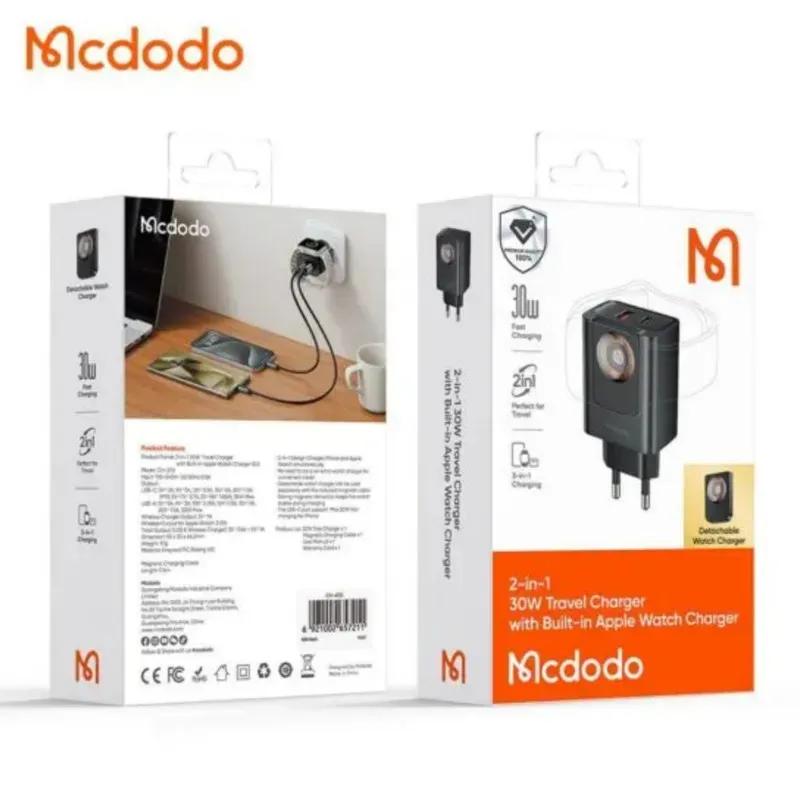 شارژر دیواری 2 پورت و شارژر وایرلس مک دودو مدل CH-370 توان 30 وات با قابلیت شارژ اپل واچ image gallery