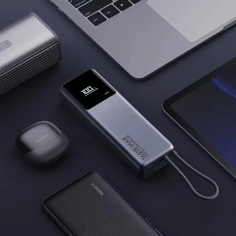 پاوربانک 10000 شیائومی مدل Power Bank PB1165MI توان 165 وات همراه با کابل متصل image gallery