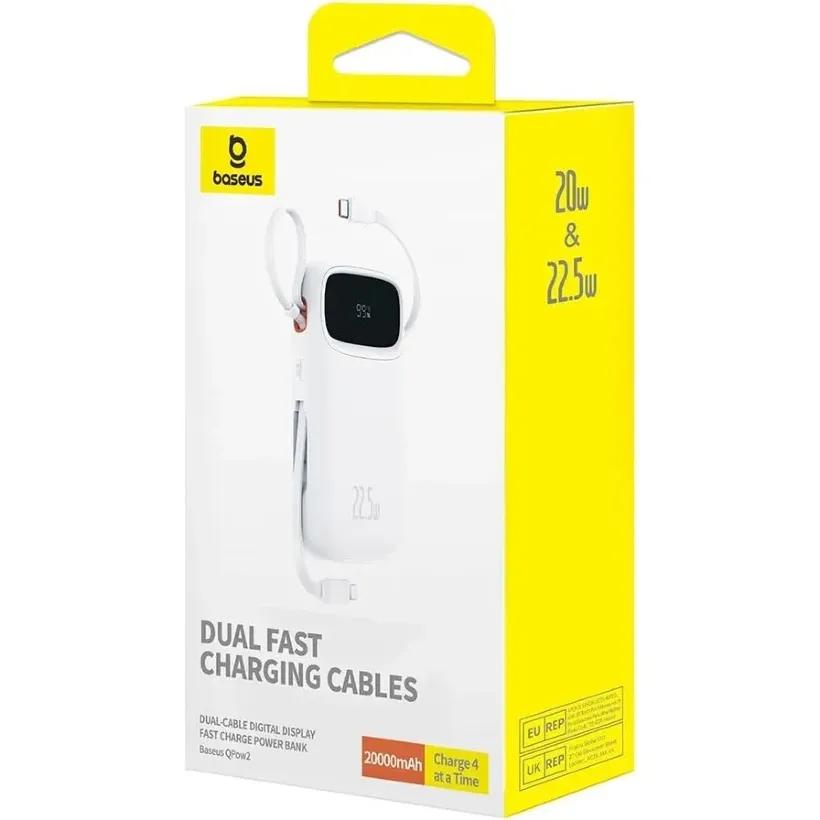 پاوربانک 20000 باسئوس مدل QPow 2 P10055009113-00 توان 30 وات با کابل متصل image gallery