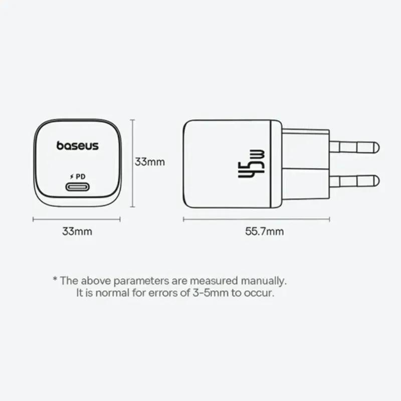 شارژر دیواری فست شارژ باسئوس مدل  Baseus PicoGo GaN 45W P10176800123-00 توان 45 وات image gallery
