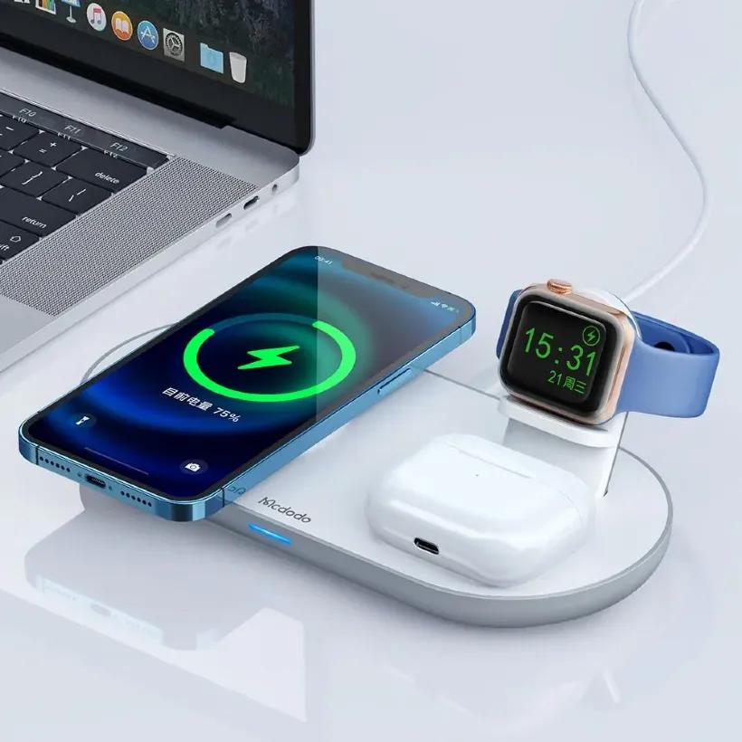 شارژر وایرلس مک دودو Mcdodo CH-706 3 in 1 Magnetic Wireless Charger 15W توان 15 وات image gallery
