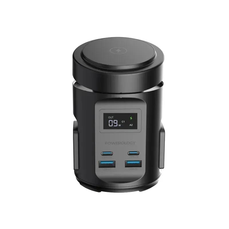 چند راهی برق و شارژر وایرلس مگ سیف پاورولوژی مدل MagSafe Power Hub PWCUQC014 دارای 4 پورت image gallery