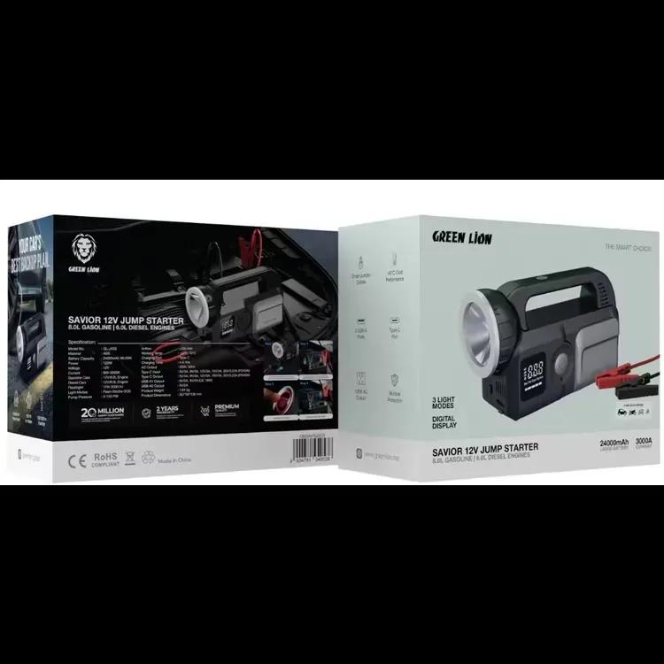 پاوربانک و کمپرسور باد و جامپ استارتر گرین لاین مدل Savior 12V Jump Starter ظرفیت ۲۴۰۰۰ میلی آمپرساعت image gallery