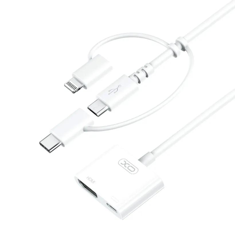 تبدیل سه سر اتصال همزمان شارژر و HDMI ایکس او مدل HUB009