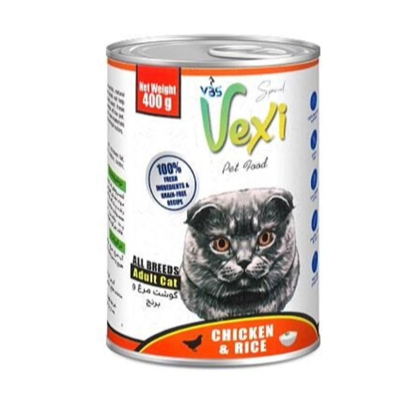 کنسرو گربه بالغ وکسی طعم مرغ و برنج 400g