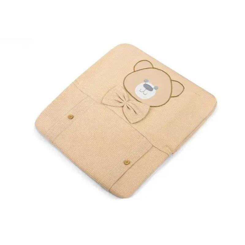 پتو نخی سبی مدل 918910 طرح خرس پاپیون دار