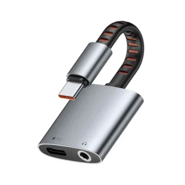 تبدیل Type C مک دودو مدل CA-3370 با قابلیت اتصال همزمان هندزفری و شارژر توان 60 وات