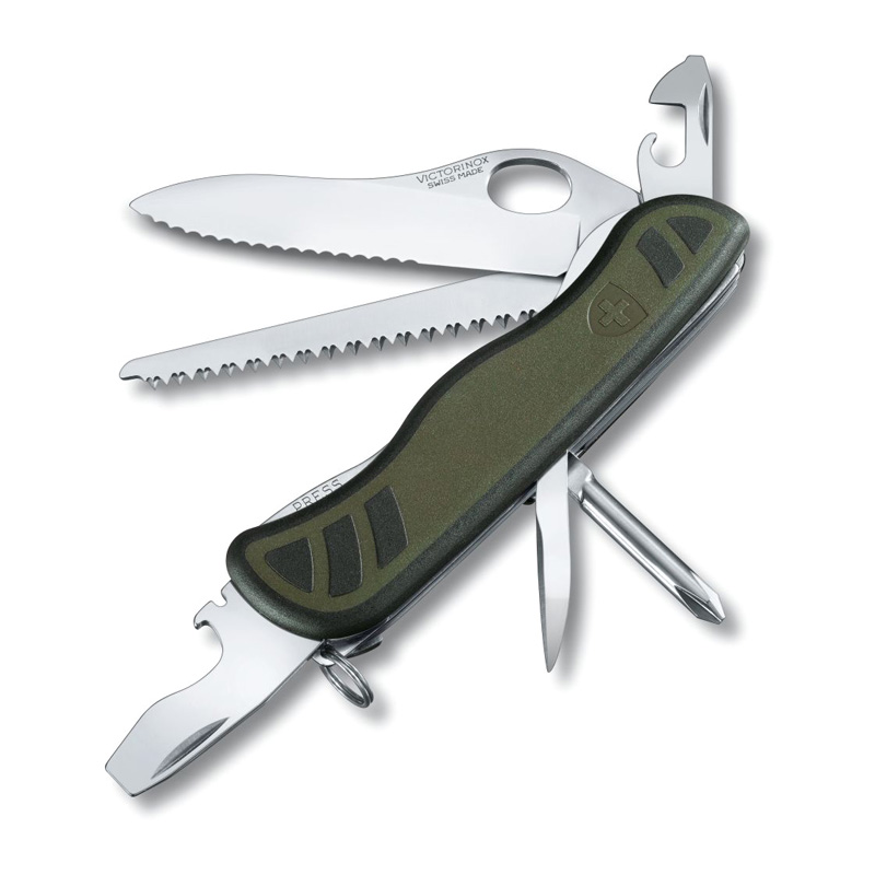 چاقوی شکاری 10 کاره مشکی و سبز ویکتورینوکس  مدل Swiss Soldier’s Knife 08 – 0.8461.MWCH