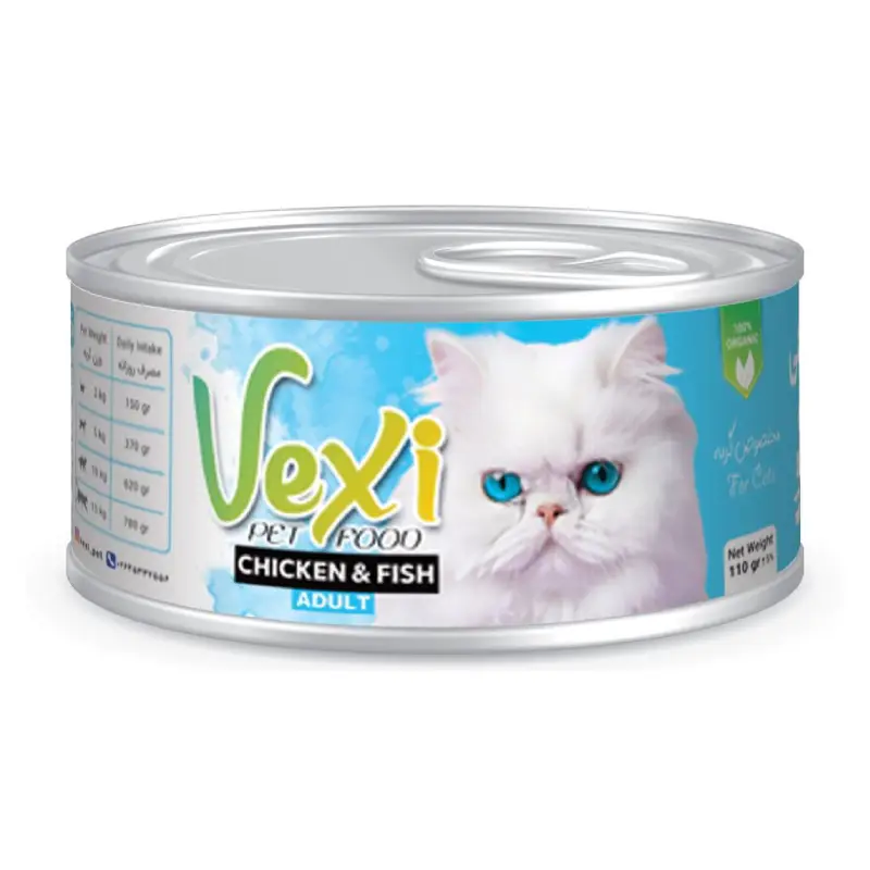 کنسرو گربه بالغ وکسی طعم مرغ و ماهی 110g